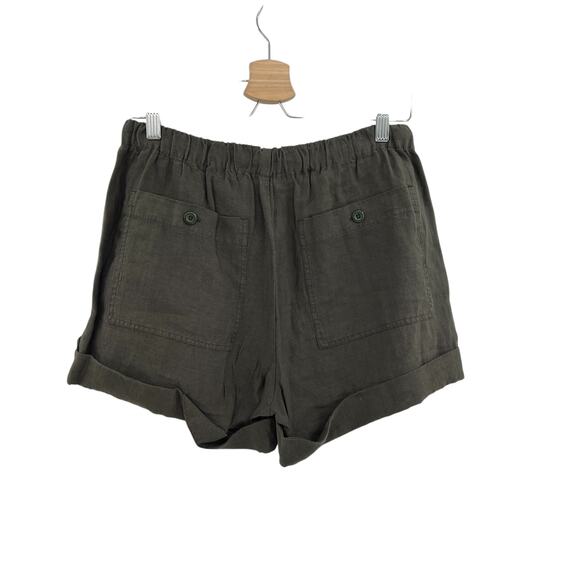 Vince Shorts Linen Drawstring Button Fly Green Size Medium - Picture 4 of 9